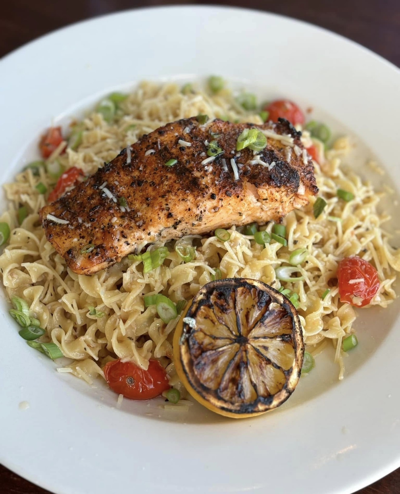 Slades Kitchen blackened salmon with pasta
